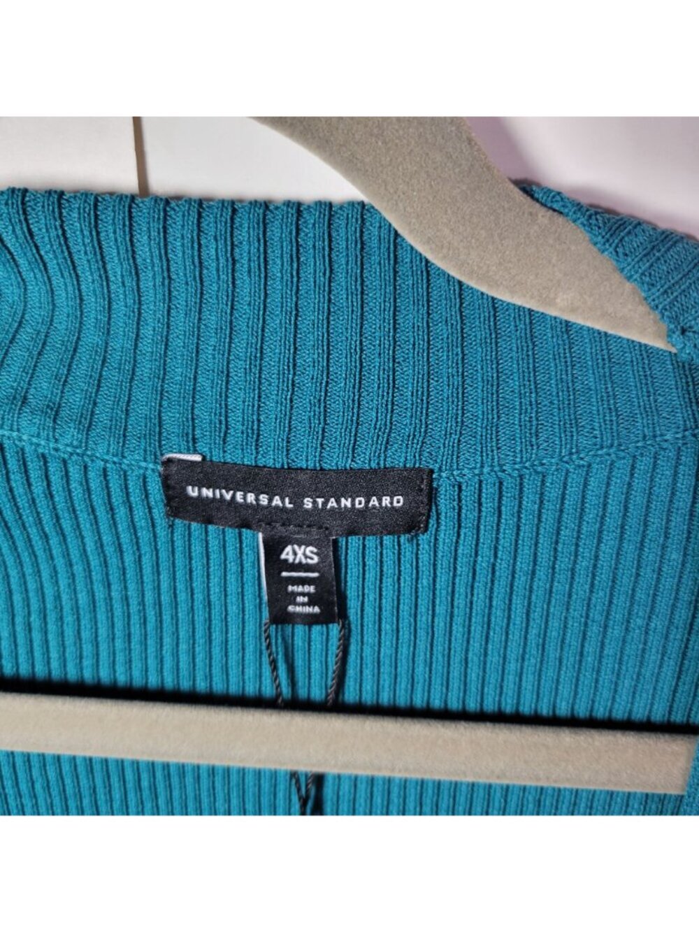 Universal Standard Teal Ribbed Open Front Cardigan Sweater 4XS (X-Small) - Picture 2 of 8